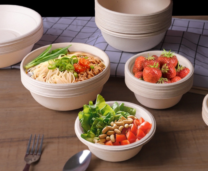 Bols ronds pulpe de canne bagasse 350ml avec couvercle – Image 4