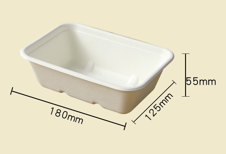 Barquette rectangulaire pulpe de canne 650ml avec couvercle PET ou bagasse – Image 2