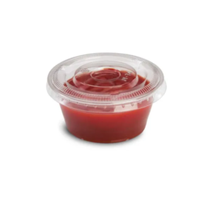 Pot à sauce plastique transparent avec couvercle PET