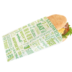 Pochette burger /Tacos  ingraissable 14+7x22cm vert (500pcs)